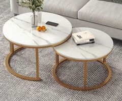 Два броя кръгли масички за кафе с модерен дизайн - 3