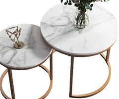 Два броя кръгли масички за кафе с модерен дизайн - 4