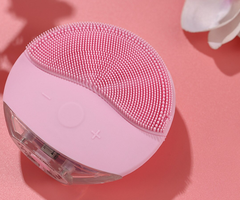 Ултразвукова силиконова четка за почистване на лице, 12 скорости, масажна, розова - 3