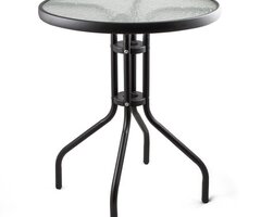 Метална маса със стъклен плот 60x74cm