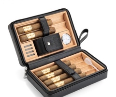 Преносим хумидор за 6 пури – естествена кожа, кедър, хигрометър - 3