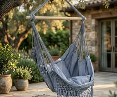 Люлка хамак в Бразилски Бохо стил - удобно място за релакс, цвят сив - 2