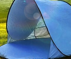 Автоматична плажна палатка с параван, UV защита 30+, 150x150x90 см