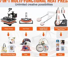 8 в 1 - Качествена Голяма Термопреса 38х30см с допълнителни приставки - 2