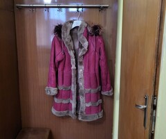 Зимно дамско палто от телешка кожа - 3