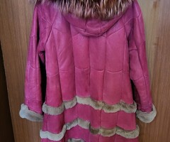 Зимно дамско палто от телешка кожа - 4